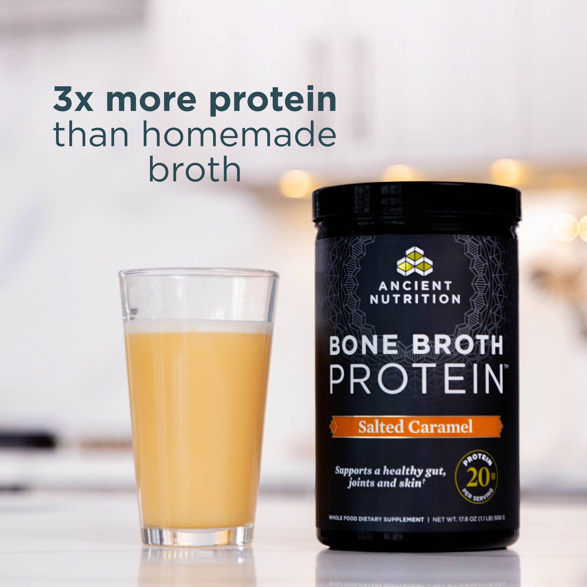 Black Bone Broth Protein | Powder Salted Caramel (20 Servings) for wholesale on Faire4