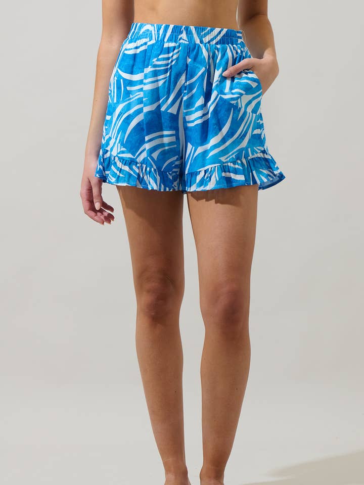 Canton Tropics Daniela Ruffle High Waisted Shorts for wholesale by Sugarlips