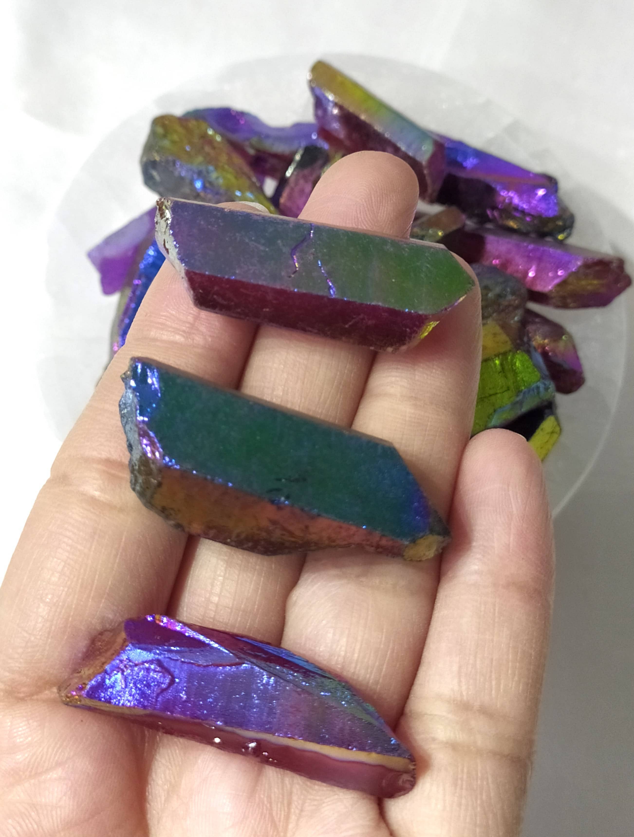 Soothing Crystals - Wholesale Spiritual Stone/Crystal - Angel Aura Quartz Point | Green Aura Point | Raw Crystals23