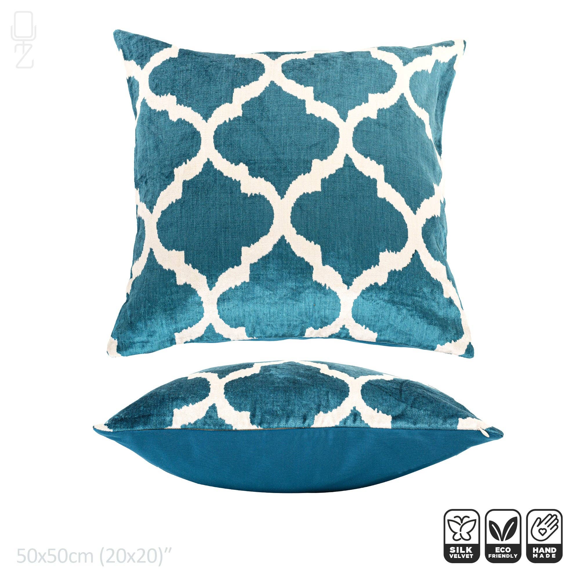 OyzShop – wholesale Prydnadskuddfodral – Traditionella turkosblå sammet dekorativa kuddfodral4