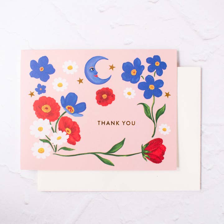 Carte de remerciement Floral Moon pour la vente par Michio Aluna