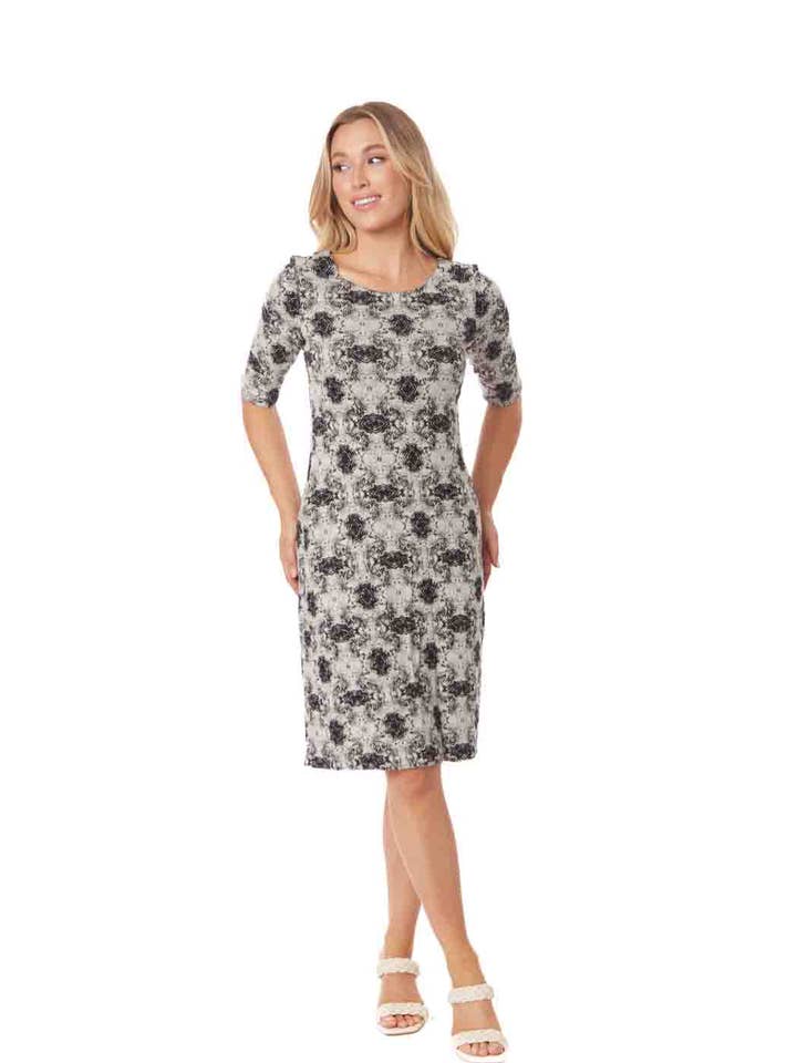 Tianello "Ripple" French Knit, Jersey Jacquard, S.S. "Ballet" Dress for wholesale by Tianello