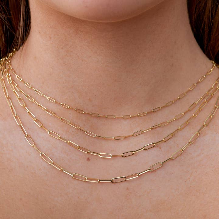 10k Gold Paperclip Chain Necklace for wholesale on Faire