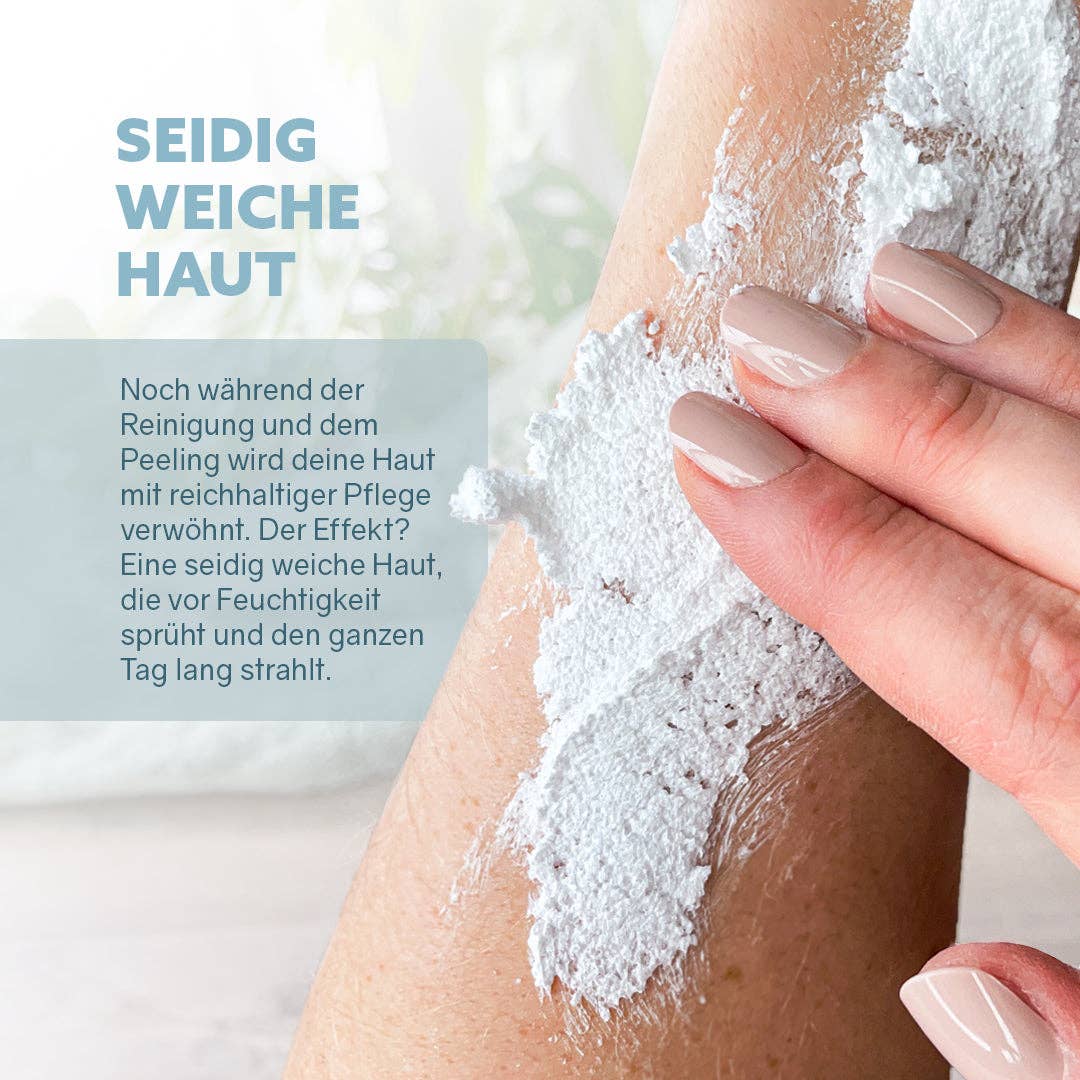 puremetics GmbH - Vente Lotions corporelles/Gels douches - Fluff douche 3-en-1 « coton » : gel douche, gommage et lotion3