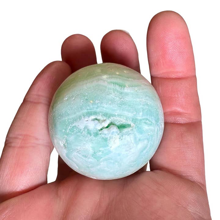 Doc Willard’s - Wholesale Spiritual Stone/Crystal - Caribbean Calcite aka Blue Aragonite Sphere Set 138g/45.6mm2