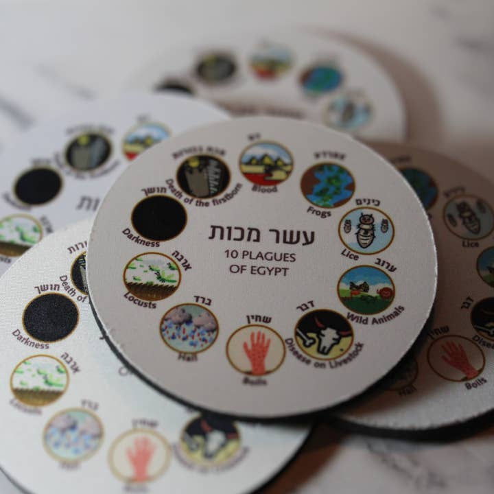 Mazal By Sara - Wholesale Coasters - Passover Ten Plagues Coaster- Pesach Seder offering 2