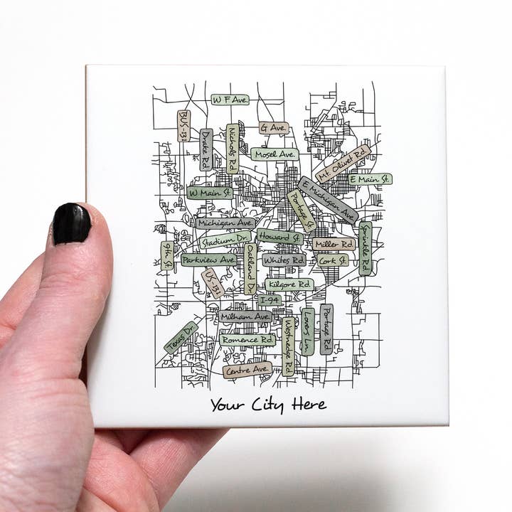 Sparks House Co. - Wholesale Coasters - Street Names Map Coasters - Your City - Custom Order21