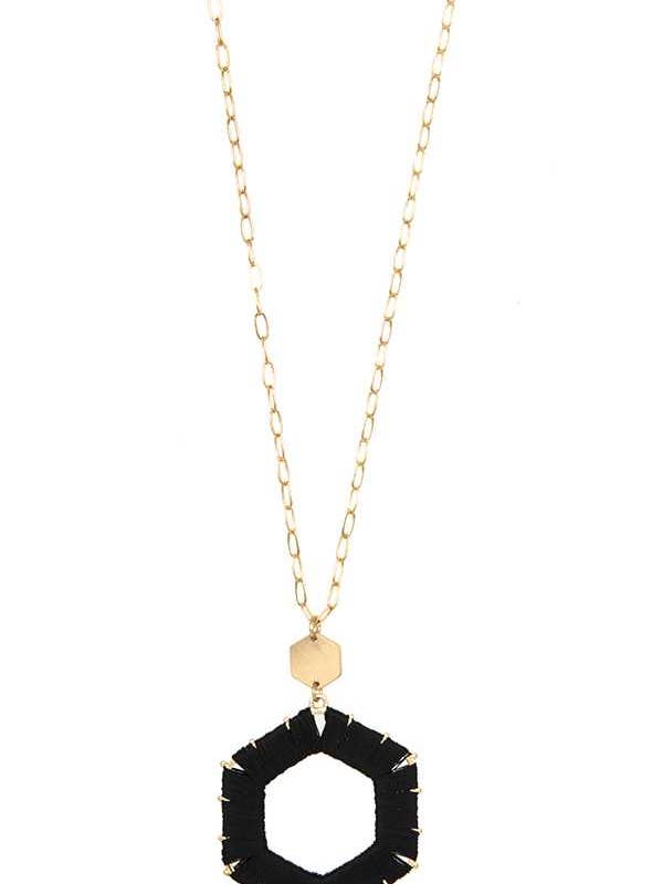 LANGES HALSKETTEN-SET 408 MIT SECHSECKIGEM ANHÄNGER für den Großhandel von anbfashion