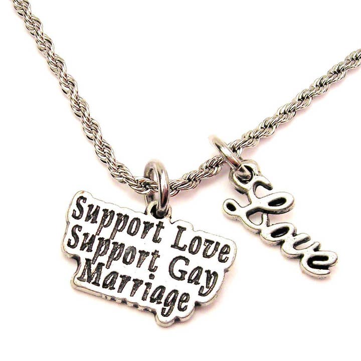 Support Love Support Gay Marriage 20" Rope Necklace Love for wholesale by Chubby Chico Charms