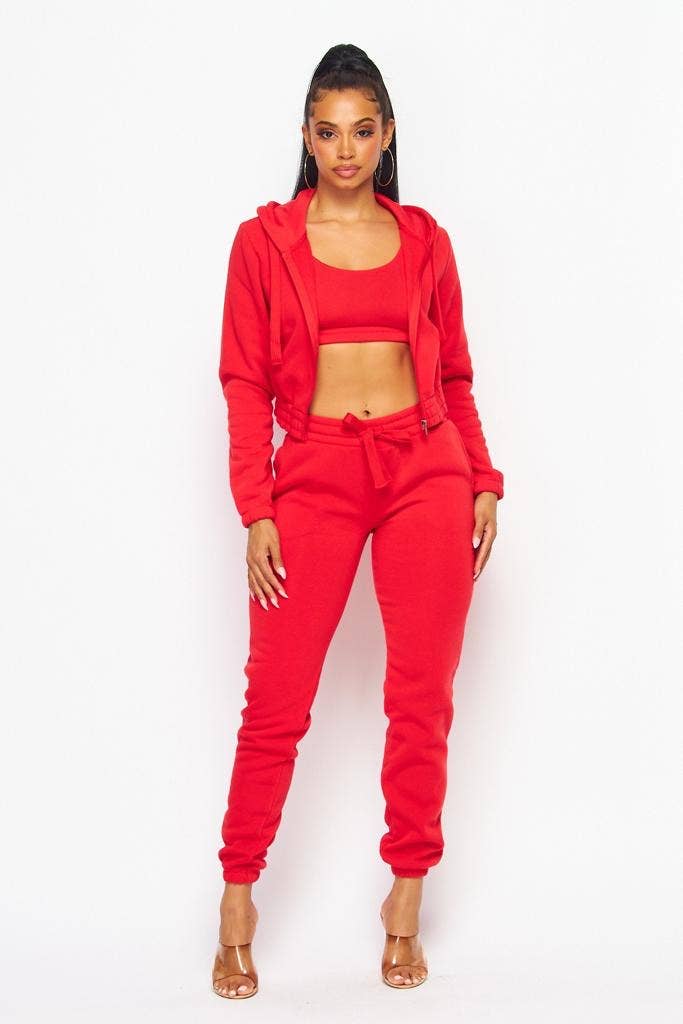 GQ WEAR INC - Wholesale Activewear Set - Women's - 2BFREE FLEECE 3 PC ZIP UP SWEATSUIT 1