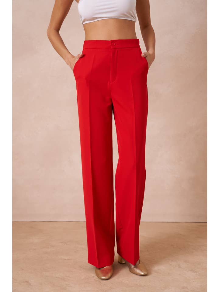 Attentif Paris – wholesale Byxor - Dam – Solid raka byxor med hög midja4