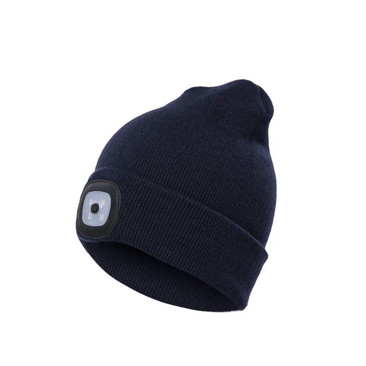 K & S WHOLESALE INC - Wholesale Beanie – Unisex - ASK Beanie Hat with LED Light 24 CT Loose/Refill - Navy3