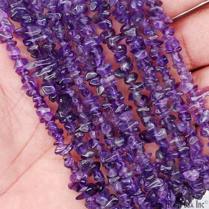 GemMartUSA - Wholesale Beads - Amethyst Chip Beads, Drilled Natural Gemstone, 34 Inch