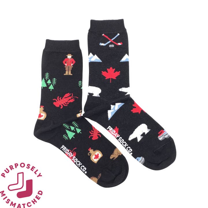 Women's Canada Icons Mismatched Crew Socks for wholesale by Friday Sock Co.