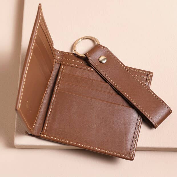 Lisa Angel - Wholesale Wallet - Men's - Men's Leather Wallet and Keyring Gift Set in Tan3