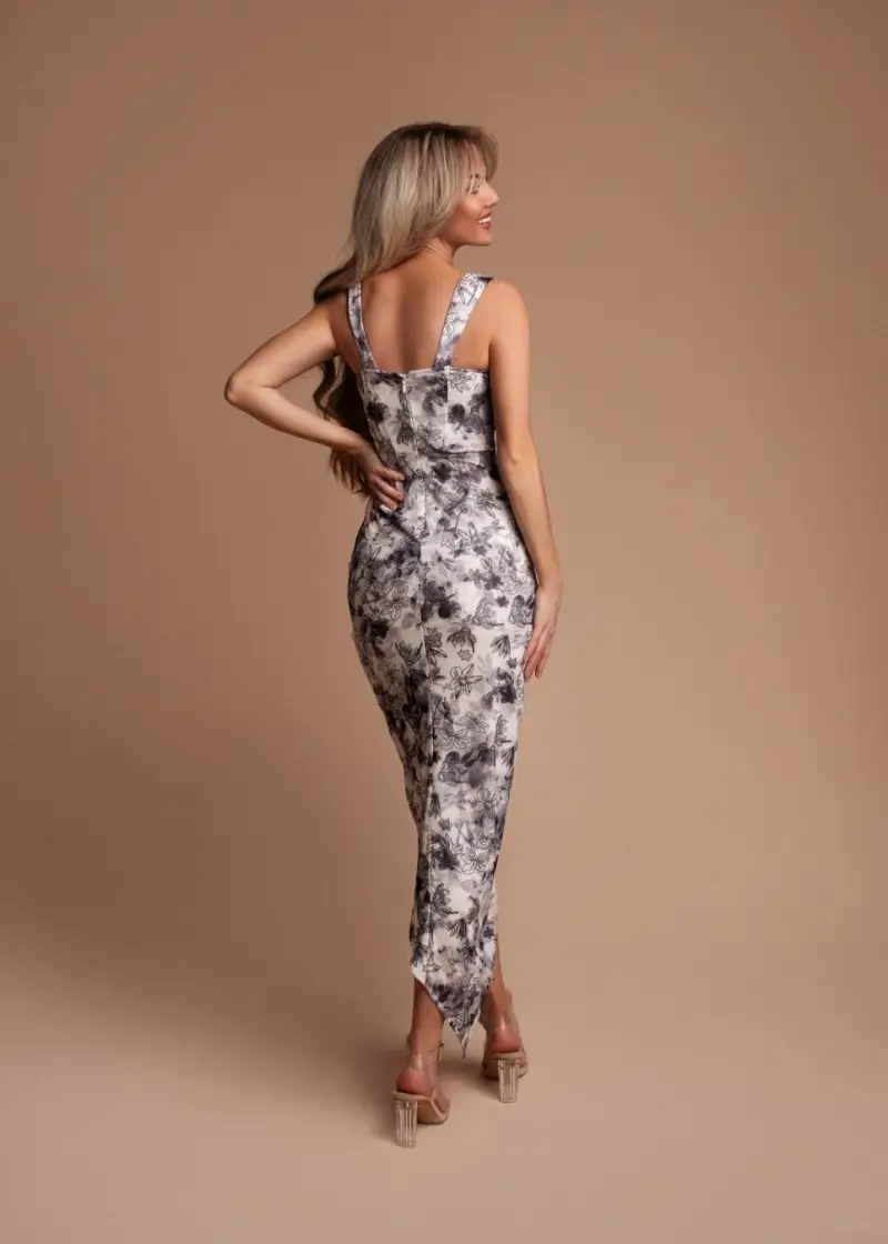 Eva & Lola - Epsilonn - Wholesale Dress - Women's - HM2441 - Long floral print slit dress9