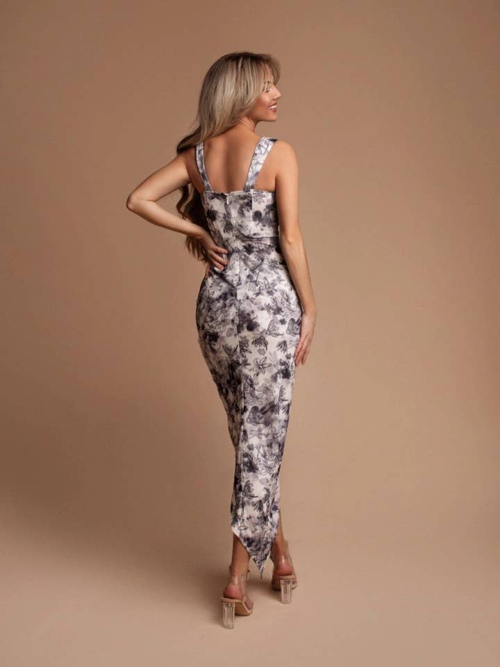 Eva & Lola - Epsilonn - Wholesale Dress - Women's - HM2441 - Long floral print slit dress9