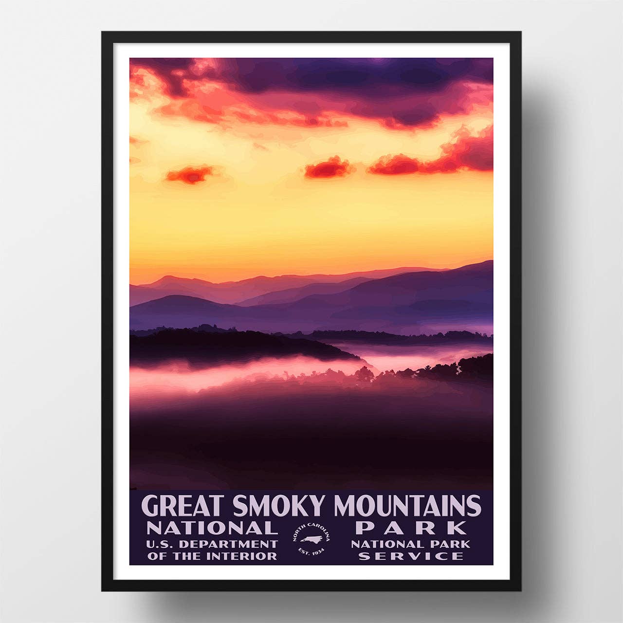 Just Go Travel Studios - Wholesale Poster - Great Smoky Mountains National Park Poster-WPA (Sunrise) - WS1