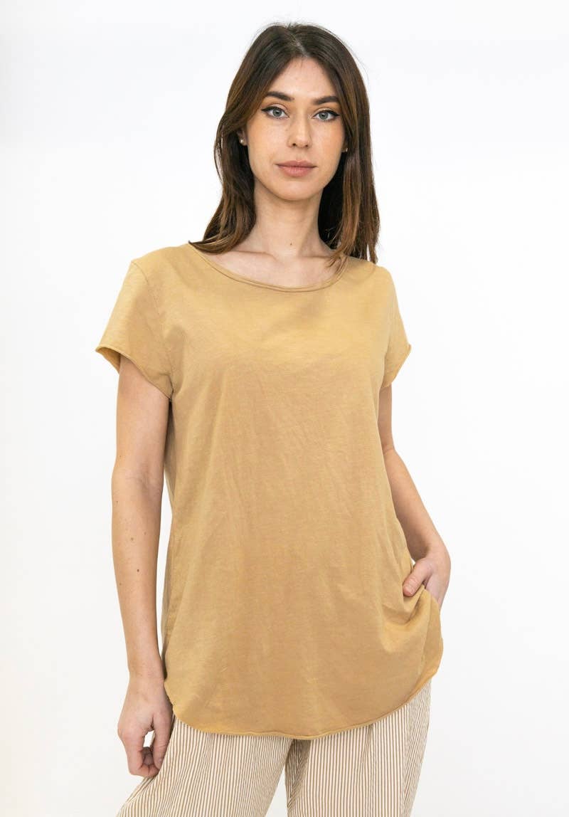 LINEN & COTTON HOUSE – Engroshandel T-shirt – til kvinder – Bomuld t-shirt med rund hals, basis 811730