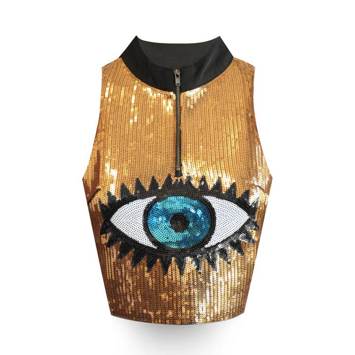 Western Fashion - Venta al por mayor Blusa - Mujer - Top lentejuelas - Evil Eye - Oro0