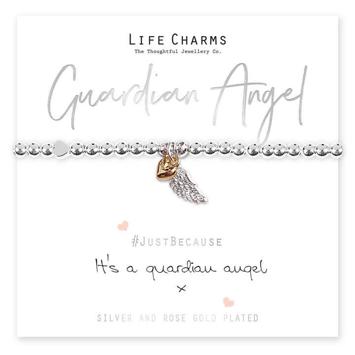 Schutzengel-Armband mit Engelsflügel und Herz-Anhänger für den Großhandel von Life Charms