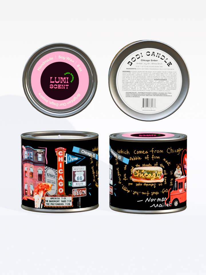 Dåse af tin sojavokslys | Chicago | Ravtræ for engroshandel hos Bodi Candle