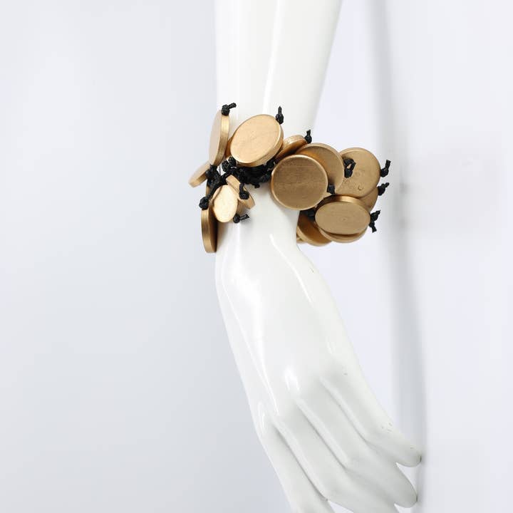 Jianhui London - Venta al por mayor Brazalete - Pulsera Hecha a Mano de Madera Recuperada – Forma de Moneda Única1