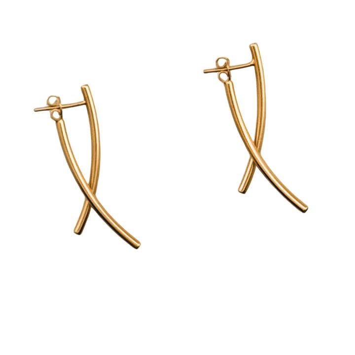 SE1015 "two Pins" 18K Gold Plated Earrings for wholesale by Sai Brazil