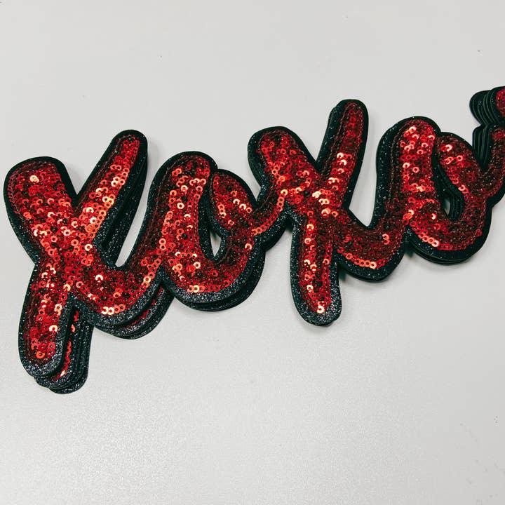 TEELUX - Wholesale Patch - 11” XOXO Sequin in Red - Sequin Patch