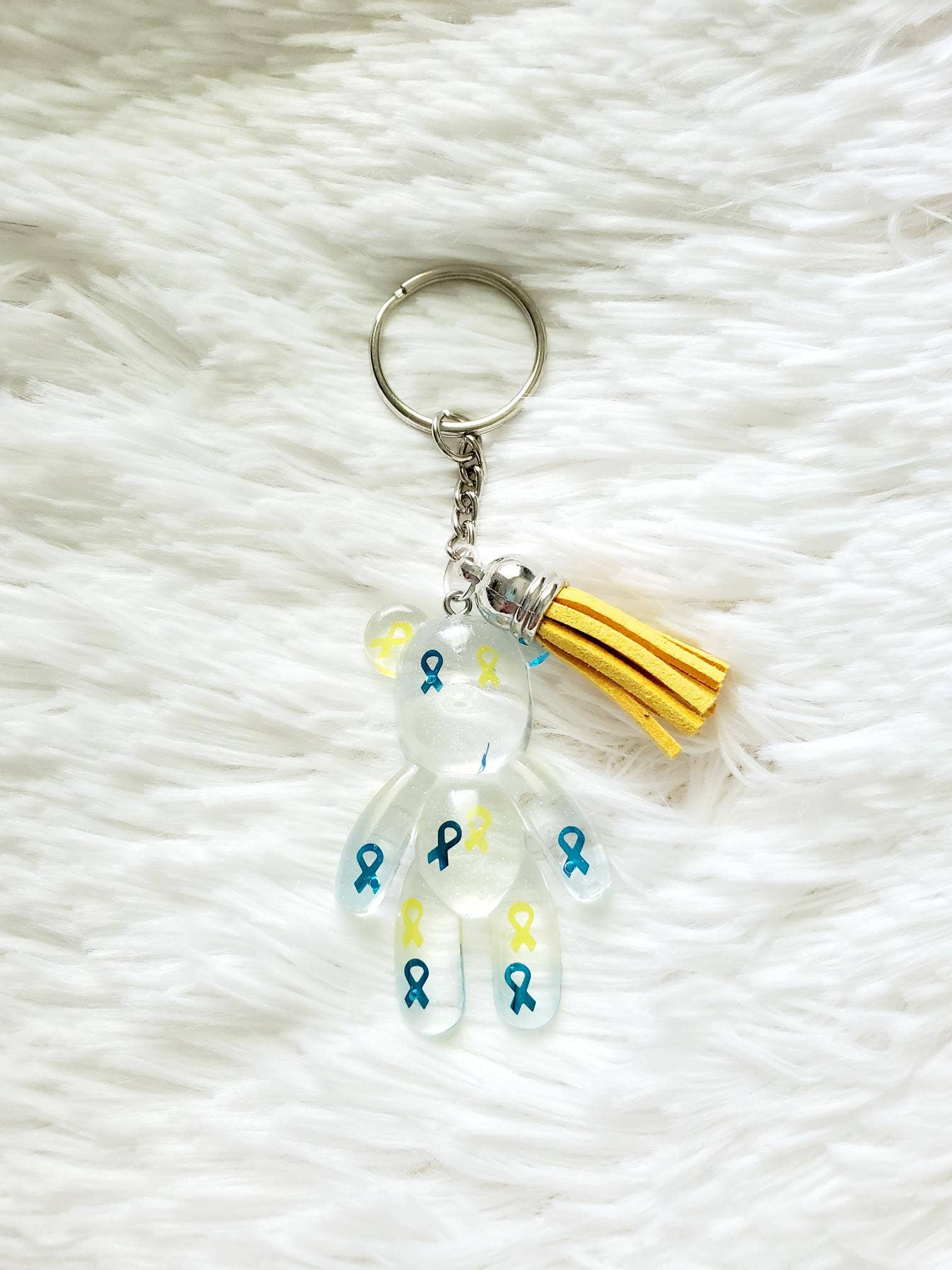 Tots And Tumblers Art – wholesale Keychain – Women's – Down Syndrome Awareness Ribbon Bear Keychain6