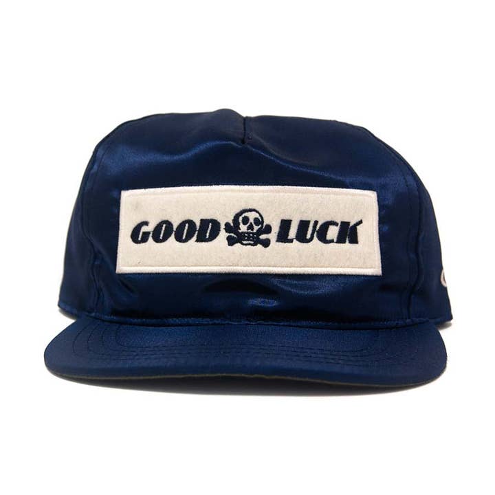 Good Luck Satin Snapback - Navy for wholesale by The Ampal Creative