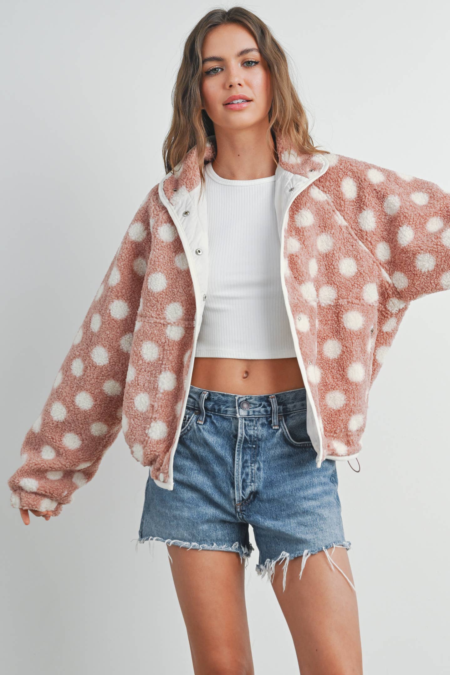 BUTTERMELON - Wholesale Jacket - Women's - Fall/Winter Polka Dot Button Down Jacket - BMJ74208