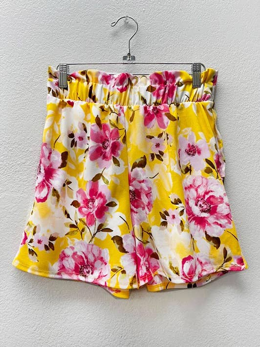 SP1204-11 FLORAL CASUAL SHORT PANTS WITH PAPERBAG for wholesale by HEIMISH
