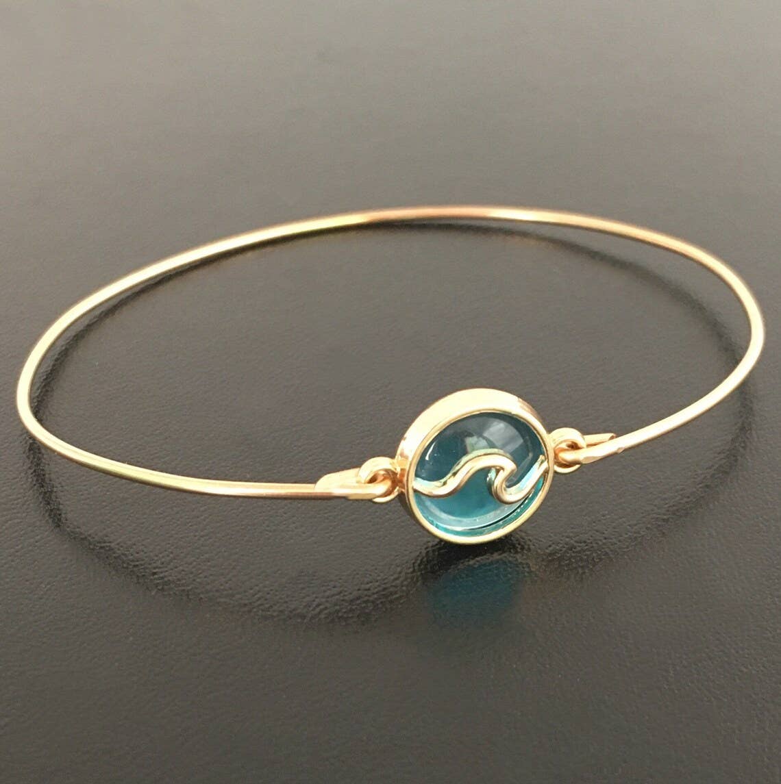 Frosted Willow - Wholesale Bangle Bracelet - Sea Wave Bracelet, Blue Bangle, Ocean Wave Jewelry3
