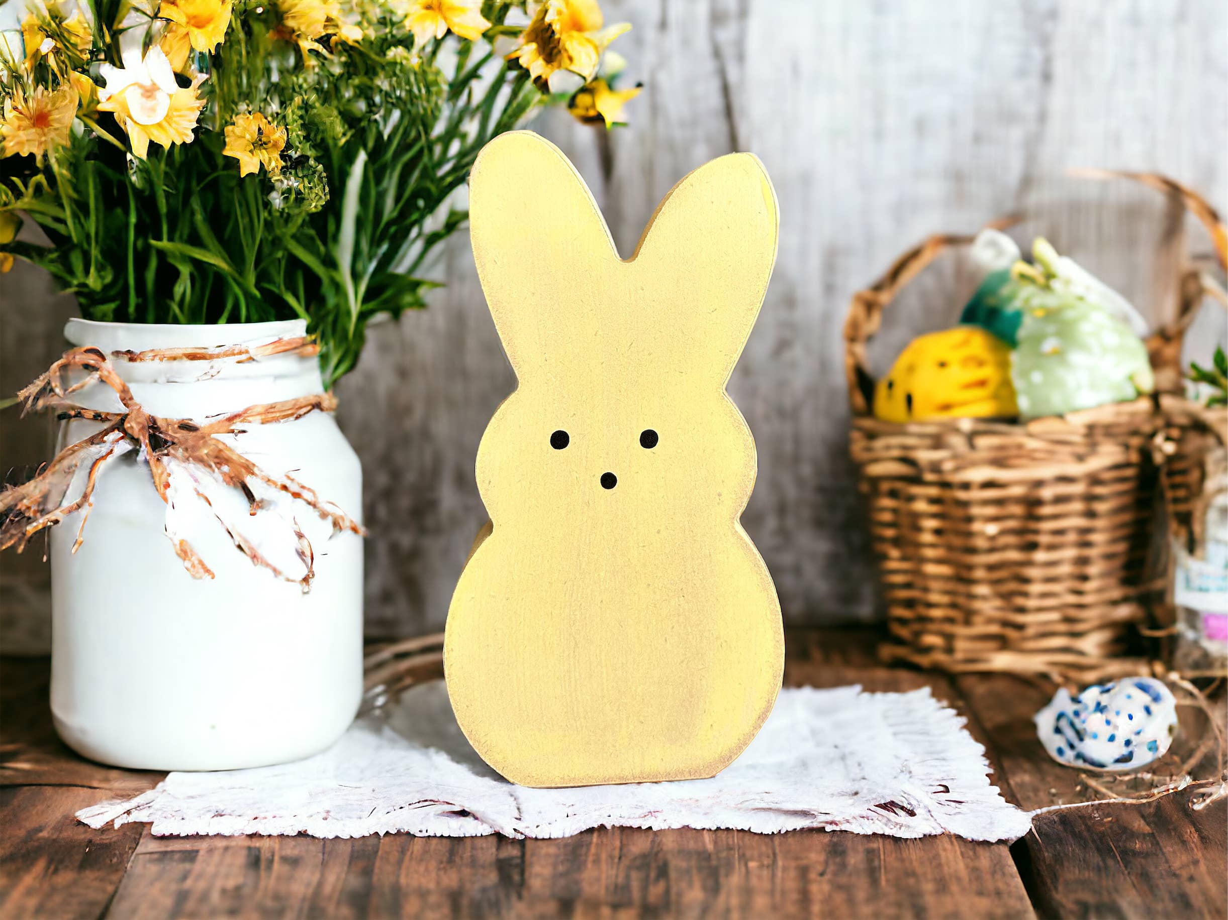 Inkwood Crafters - Wholesale Decorative Tabletop Object - Primitive Rustic Wood Spring/Easter Peeps - LARGE 6"9