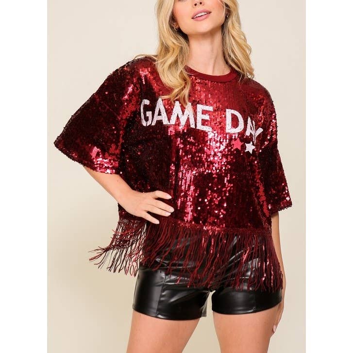 Paperdoll - Wholesale Blouse - Women's - Game day sequin fringe top10