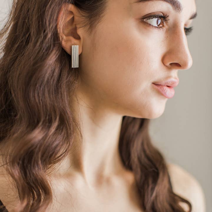 Jenna Vanden Brink Ceramics - Wholesale Stud/Post Earrings - Pinstripe Bar Earrings