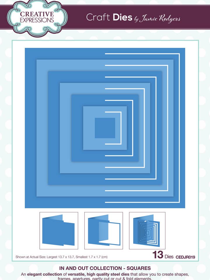 Creative Expressions Jamie In and Out Squares Craft Die for wholesale by Ecstasy Crafts Distributing