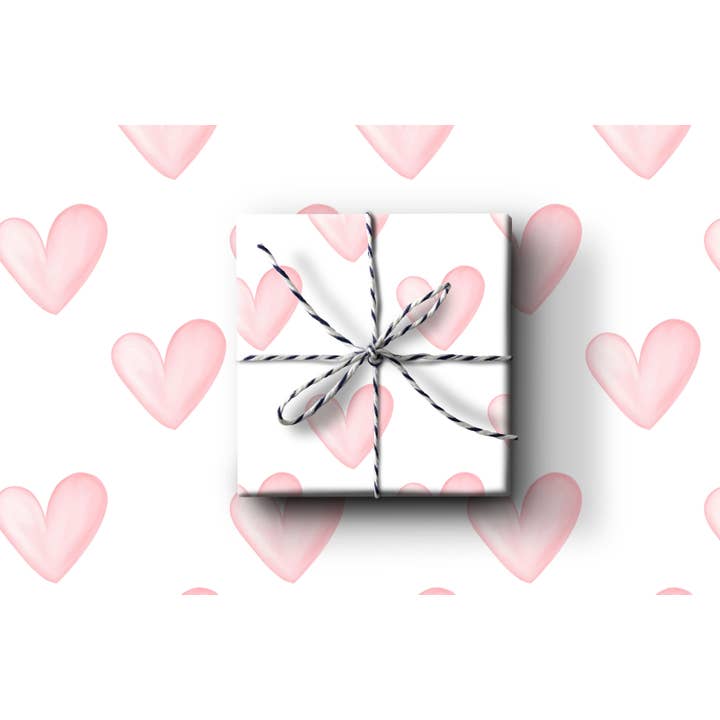 k.Patricia Designs - Wholesale Flat Wrap - Pink Hearts Wrapping Paper