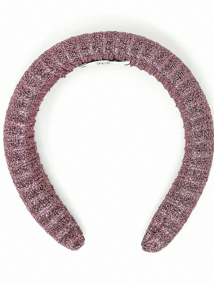 Curved headband in antique pink pleated lurex for wholesale by Tétè Accessories