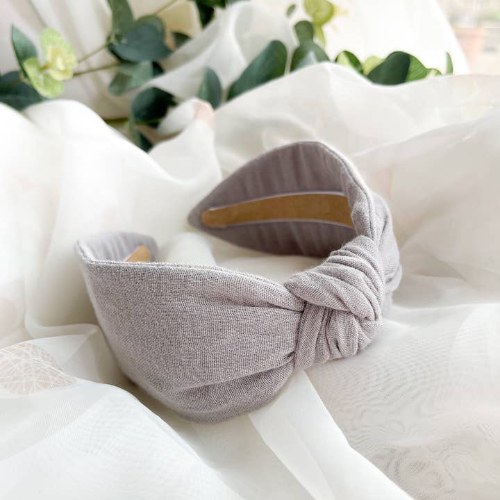 Grey Knot Hairband - Womens Hair Accessory - Wide Headband for wholesale by Nine Designs Ltd