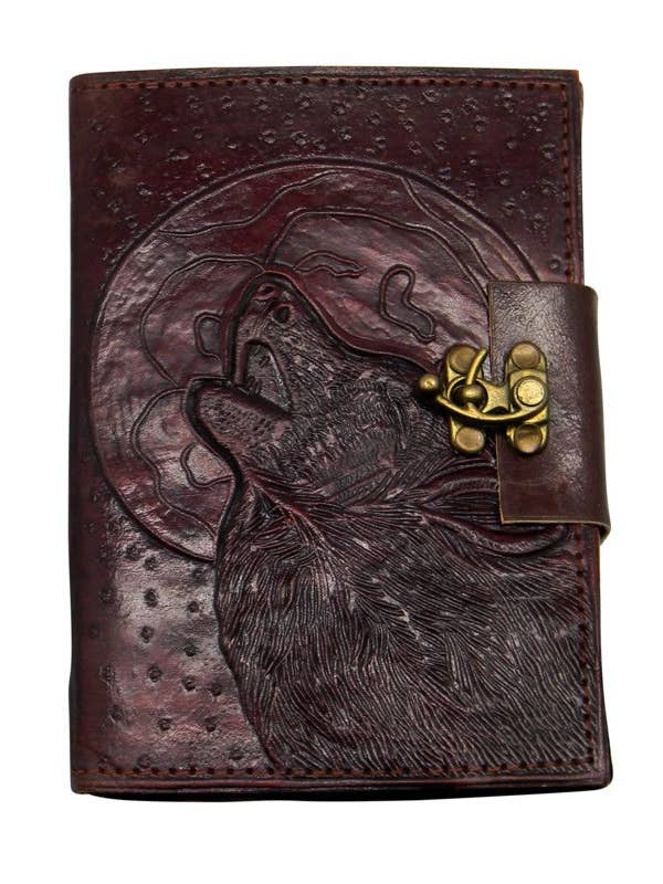 Leather Wolf Journal 5 X 7 with Lock for wholesale by Fantasy Gifts