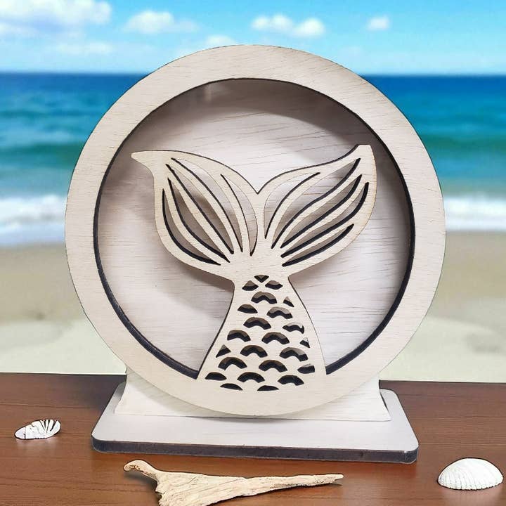 Mermaid Tail Snowglobe Sea Glass Shadowbox Display 4 Styles for wholesale by Sea Glass Displays