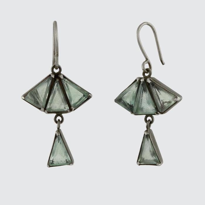 Faceted Deco Style Fan Drop Earrings for wholesale by Jane Diaz NY