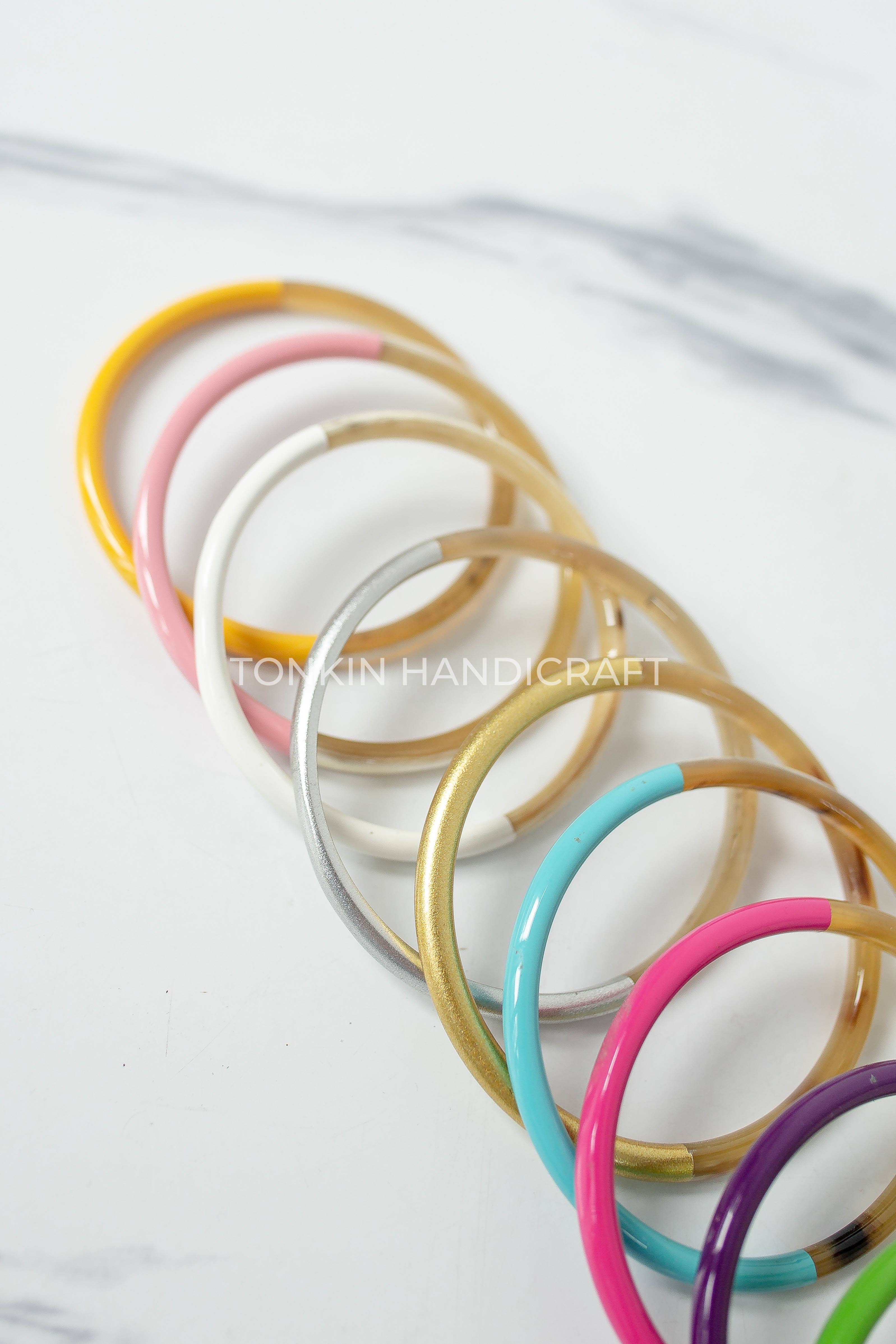 Tonkin Handicraft - Vente Bracelet jonc - Bracelet jonc coloré en corne de buffle13