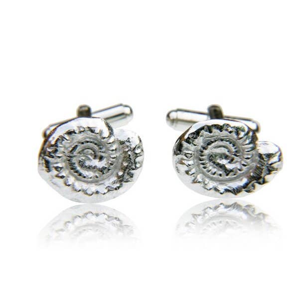 Solid Silver Ammonite Cufflinks for wholesale by Jurassic Jewellery