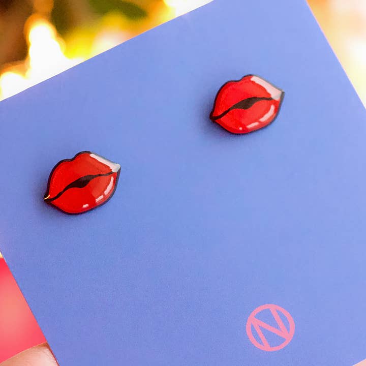 Red Lip Stud Earrings - Handmade to Order for wholesale by Naoi