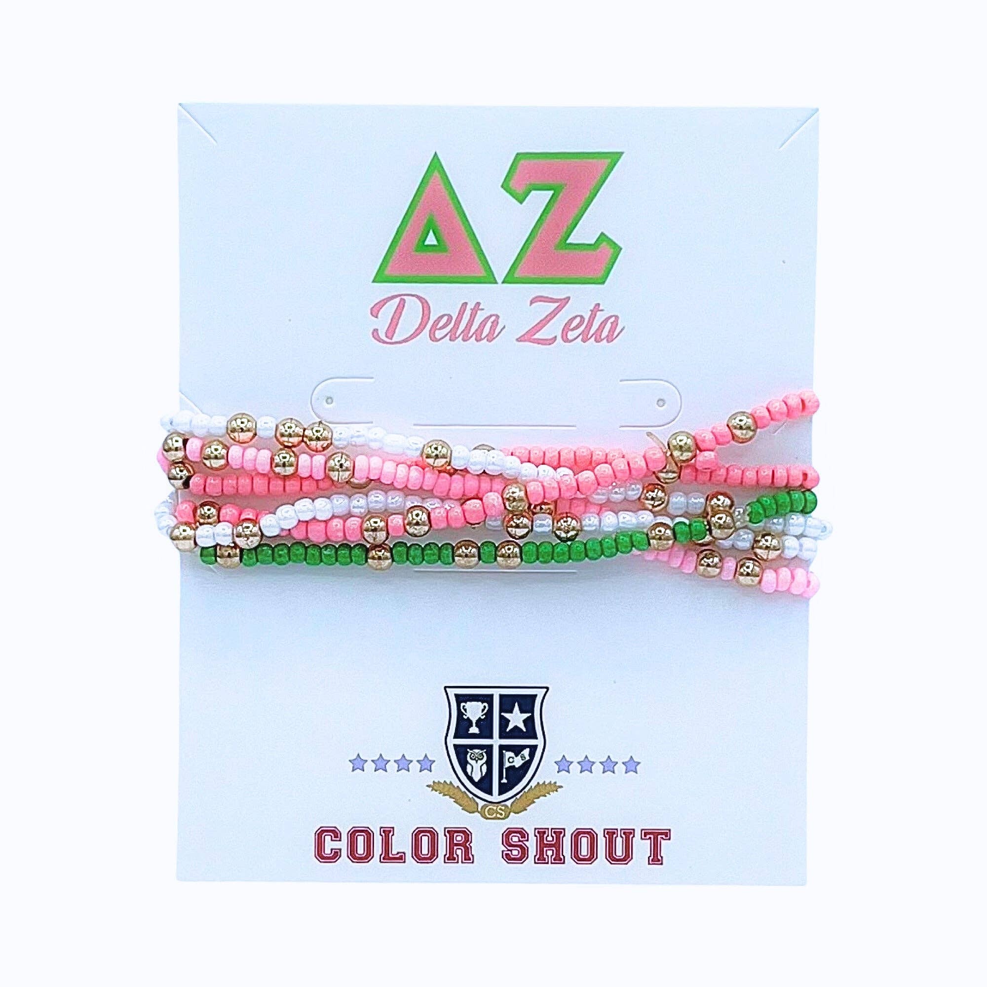 Color Shout - Wholesale Jewelry Set - Sorority Colors Stack: Set of 6 Beaded Stretch Bracelets8