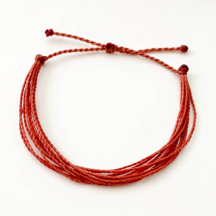 Burnt Orange Adjustable String Bracelet Cord Bracelet for wholesale by Caitlyn Clare Flair