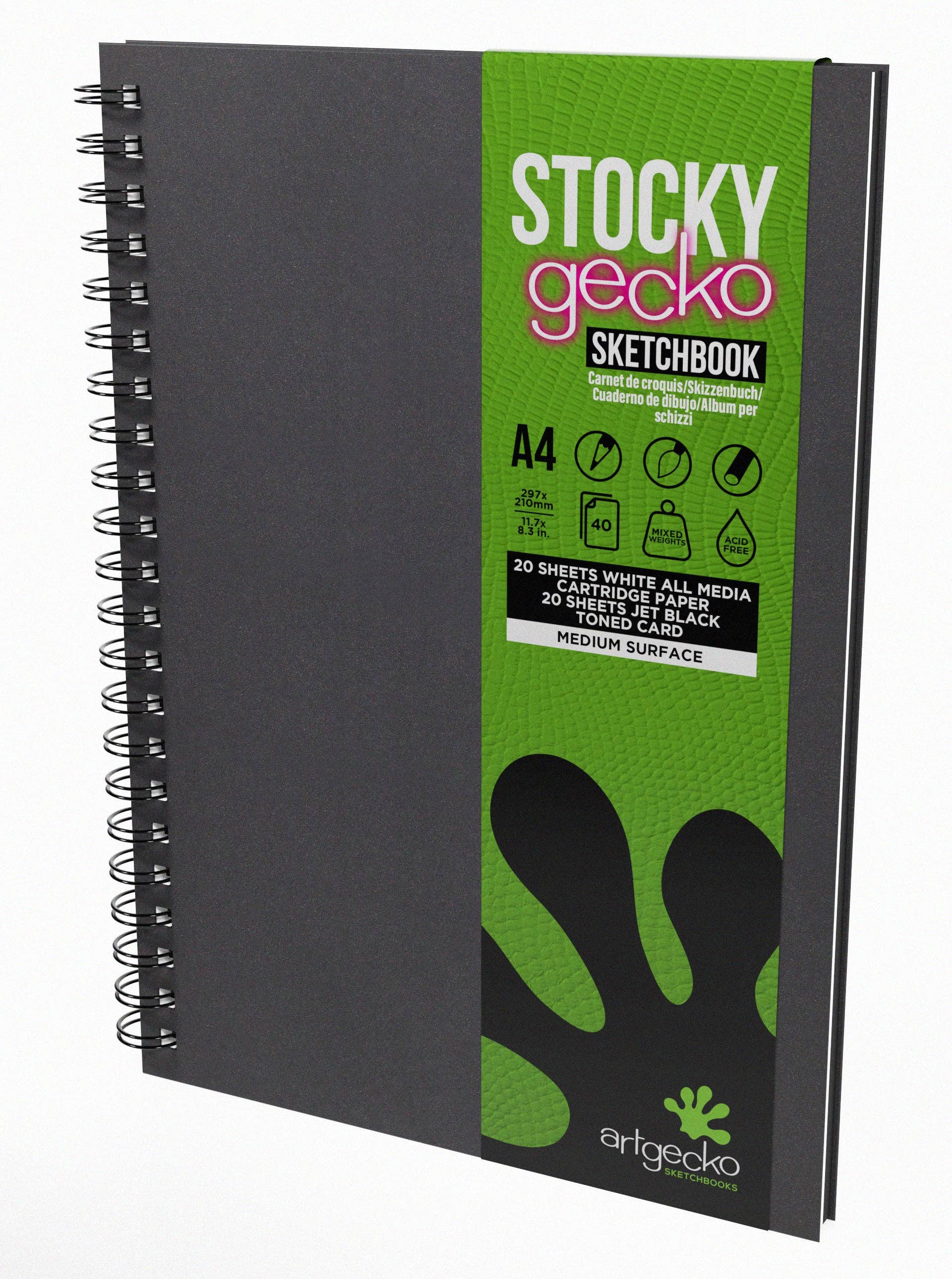 Black Stocky Mixed Media Sketchbook A4 Portrait for wholesale on Faire0